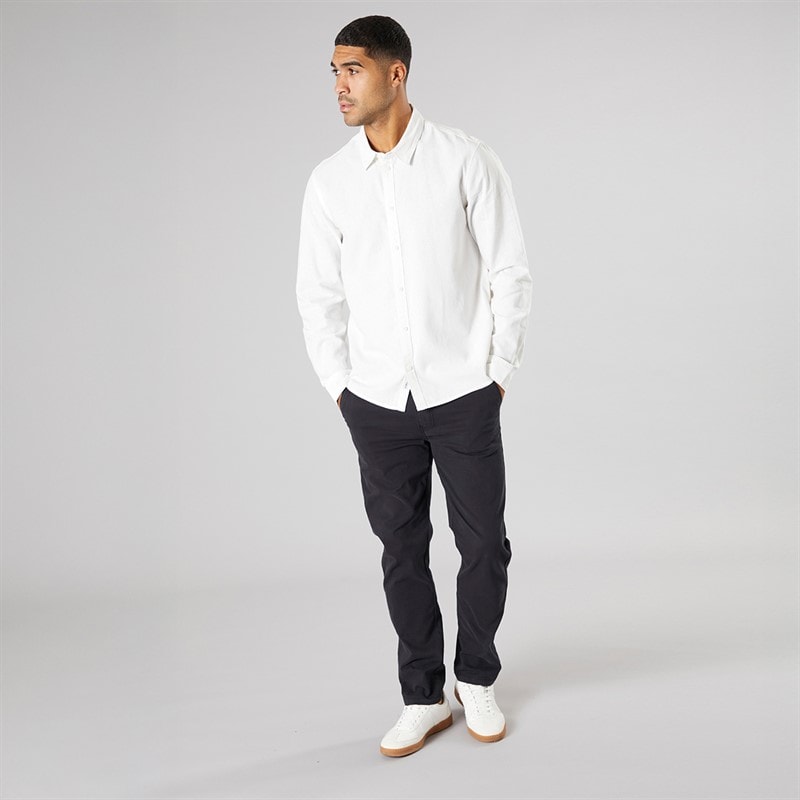 Solid Heren Lange Mouw Shirt Off White - Afbeelding 3