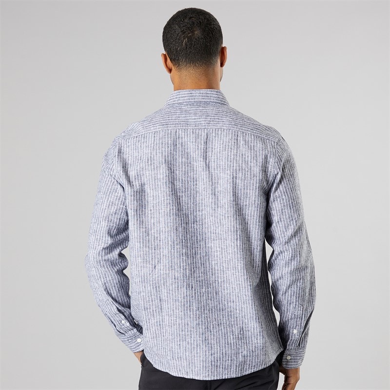 Solid Heren Lange Mouw Shirt True Black Melange - Afbeelding 2