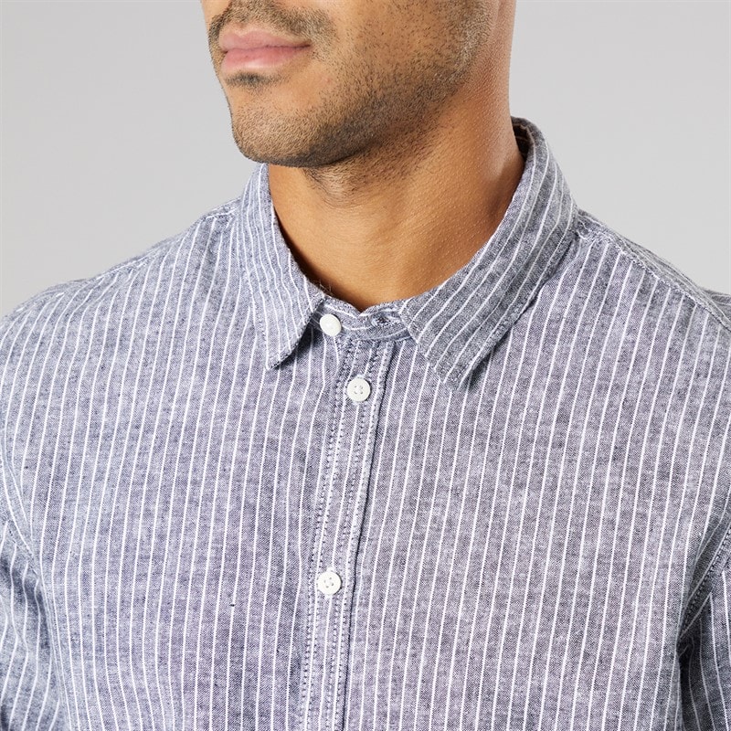 Solid Heren Lange Mouw Shirt True Black Melange - Afbeelding 3