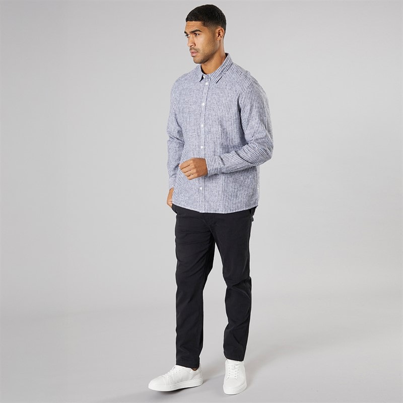Solid Heren Lange Mouw Shirt True Black Melange - Afbeelding 4