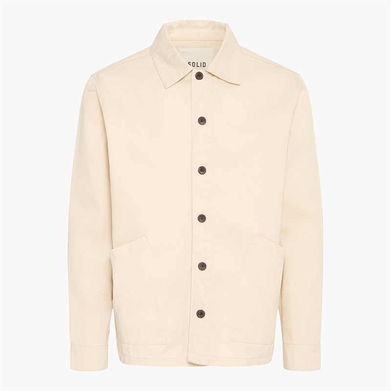 Solid Heren Ossie Overshirt Oatmeal - Afbeelding 1