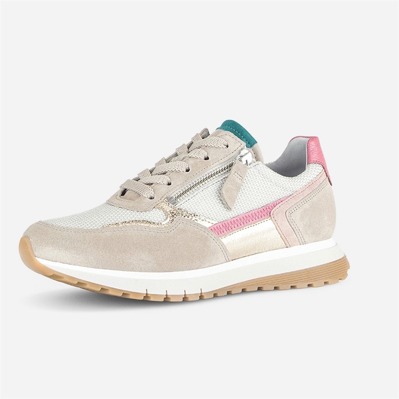 Gabor Retro sneakersy z detalami zamka błyskawicznego dla niej kolor White/Grey/Pink – zdjęcie  2