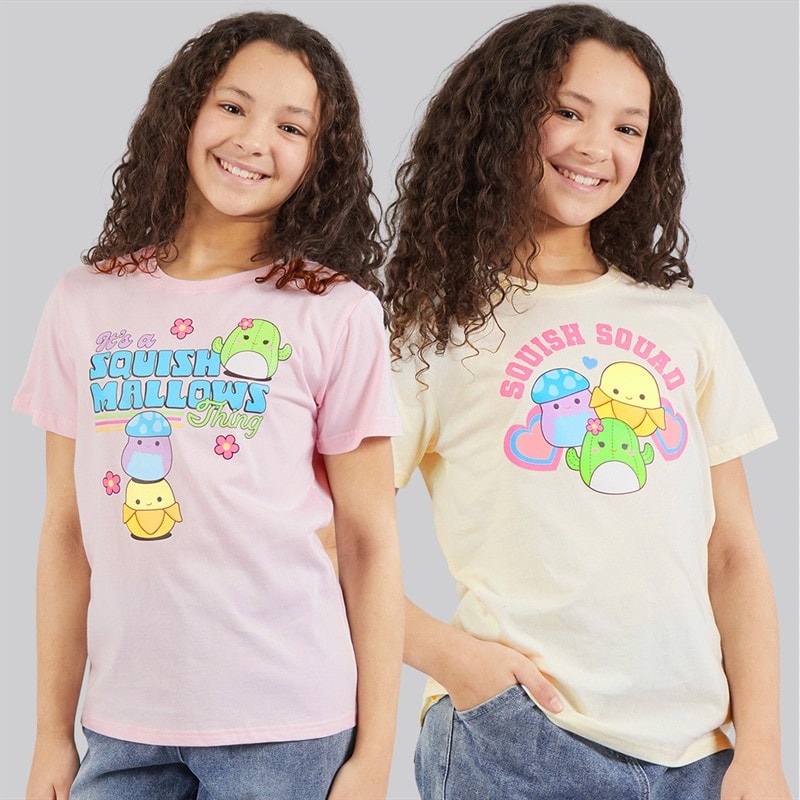 Squishmallows Meisjes Set van 2 T shirts Gardenia/Ballerina