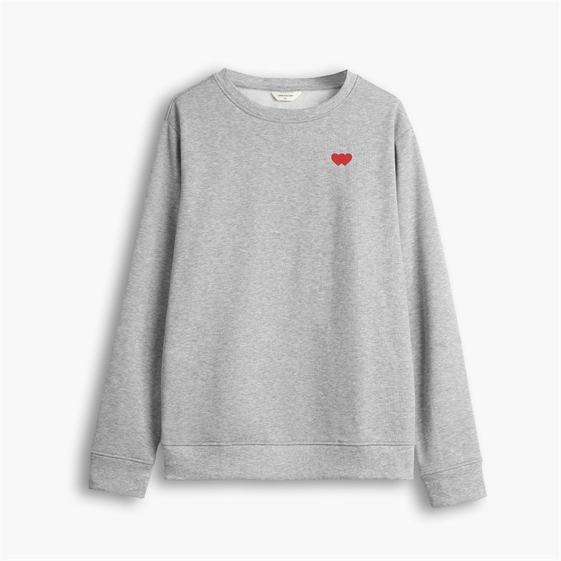 Copenhagen Legacy Heren crew hart print sweatshirt Grey Melange - Afbeelding 1