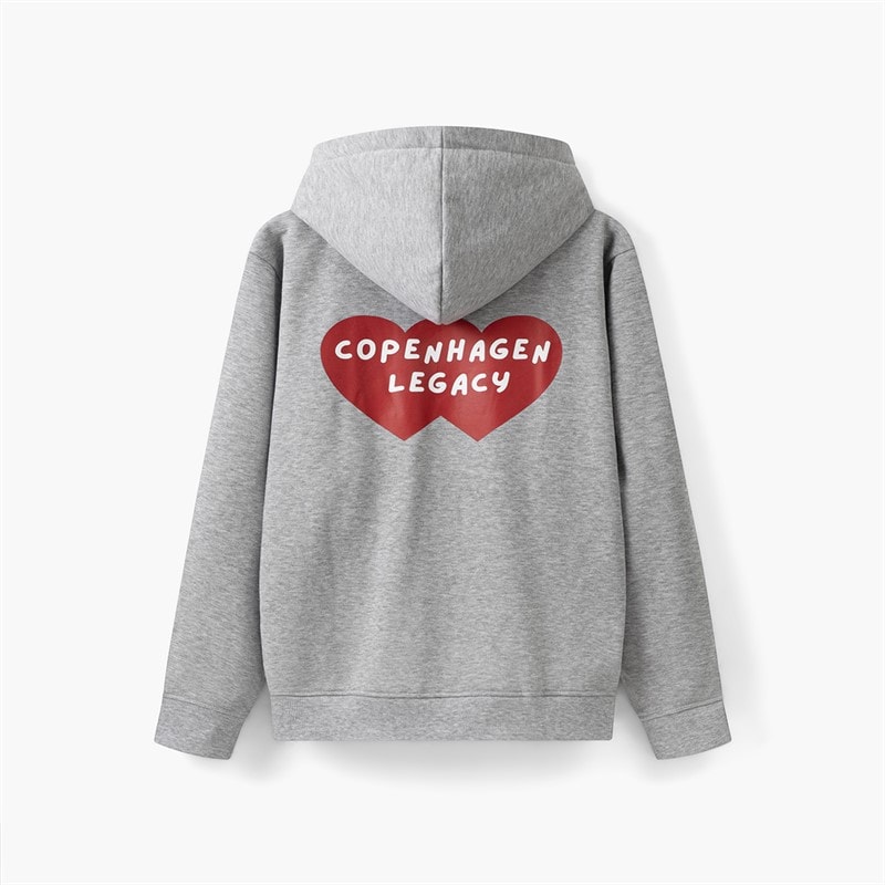 Copenhagen Legacy Heren Crew Hart Print Hoodie Grey Melange - Afbeelding 2