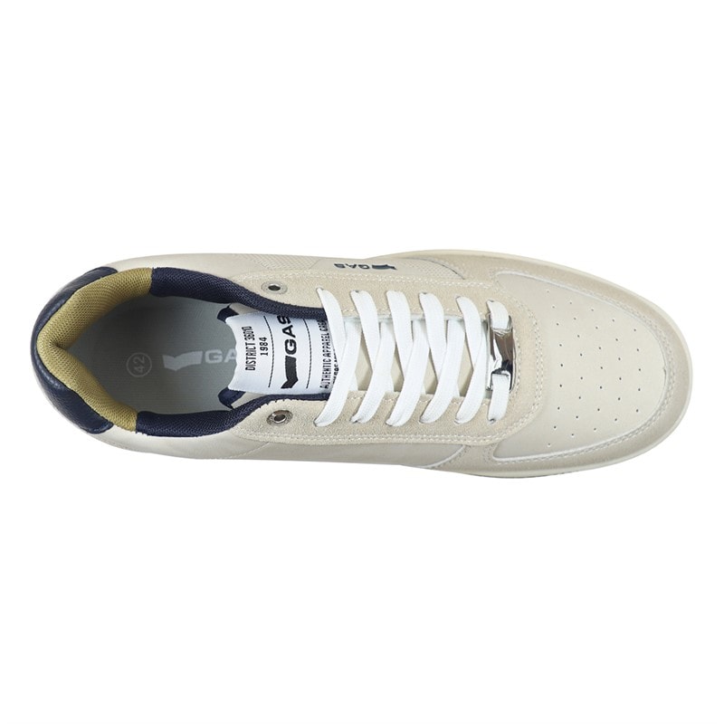 GAS Baskets Homme Blanc/Brun White Brown - Image 4