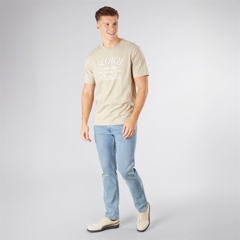 Scotch & Soda Heren Graphic T-Shirt Taupe - Afbeelding 3