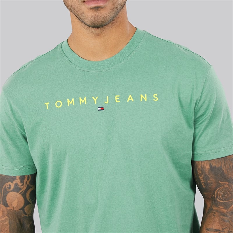 Tommy Jeans Herren Lineares Logo T Shirt Bahama Green - Bild 3