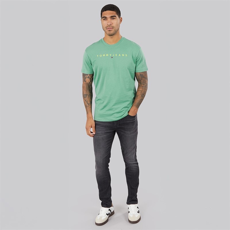 Tommy Jeans Herren Lineares Logo T Shirt Bahama Green - Bild 4