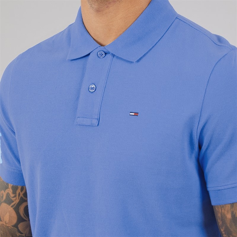Tommy Jeans Heren Vlag Regular Fit Pique Polo Shirt Blue Twilight - Afbeelding 3