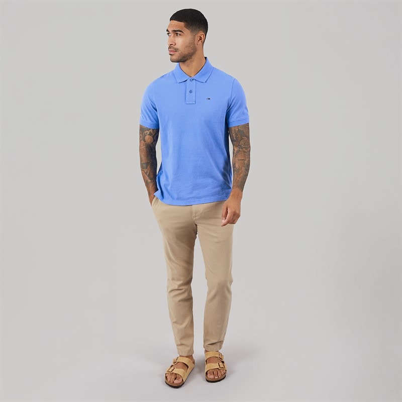 Tommy Jeans Heren Vlag Regular Fit Pique Polo Shirt Blue Twilight - Afbeelding 4