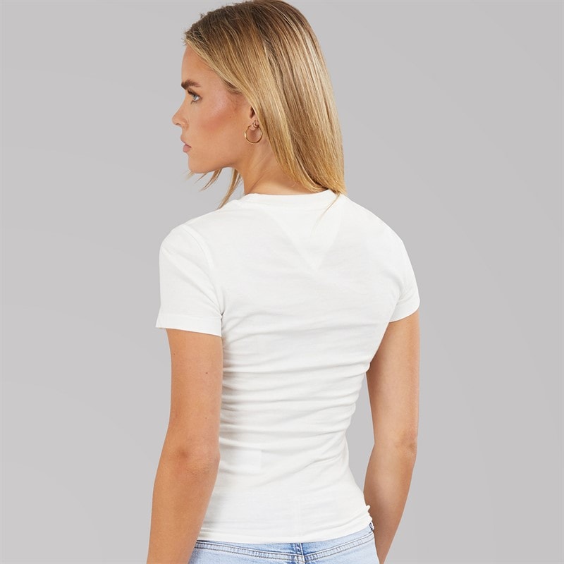 Tommy Jeans Dames Wavy Vlag T-shirt Ecru - Afbeelding 2