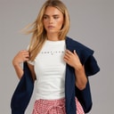 Tommy Jeans Dames Lineair T-shirt Ecru