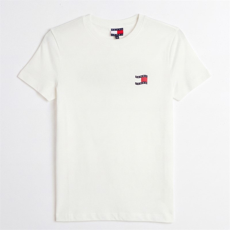 Tommy Jeans T-shirt Drapeau Ondulé Femme Ecru