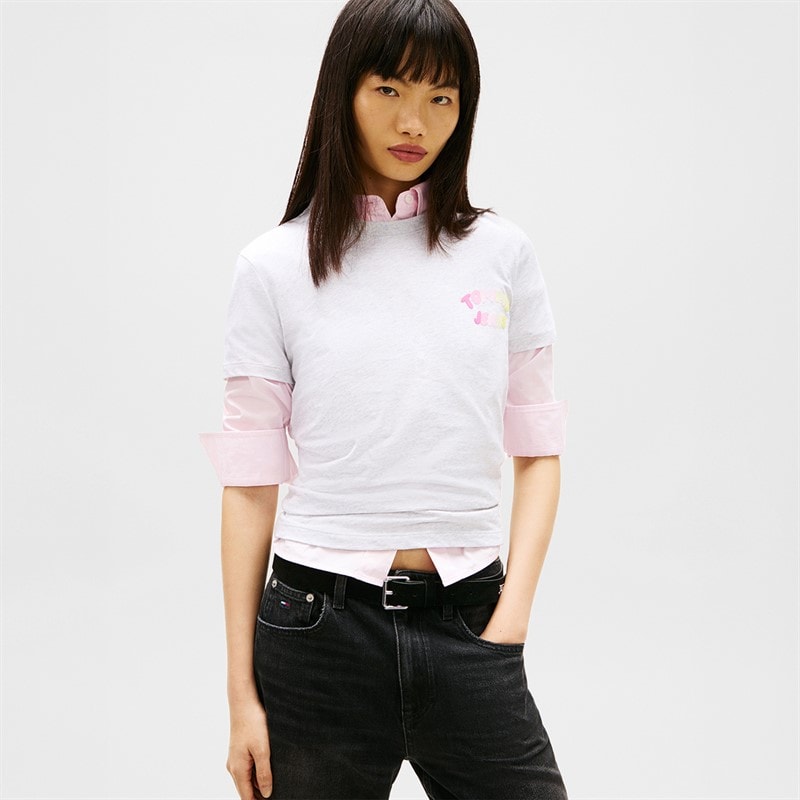 Tommy Jeans T-shirt bouffant Femme Ice Grey Heather