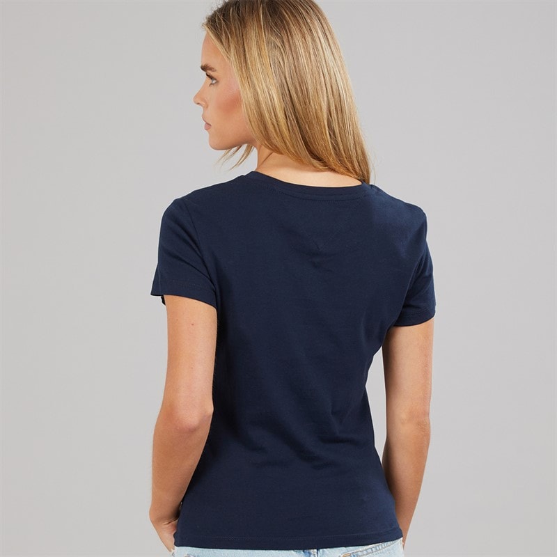 Tommy Jeans Damen Lineares T-Shirt Dark Night Navy 1 - Bild 2