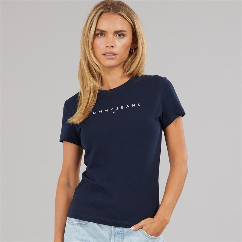 Tommy Jeans Damen Lineares T-Shirt Dark Night Navy 1 - Bild 3