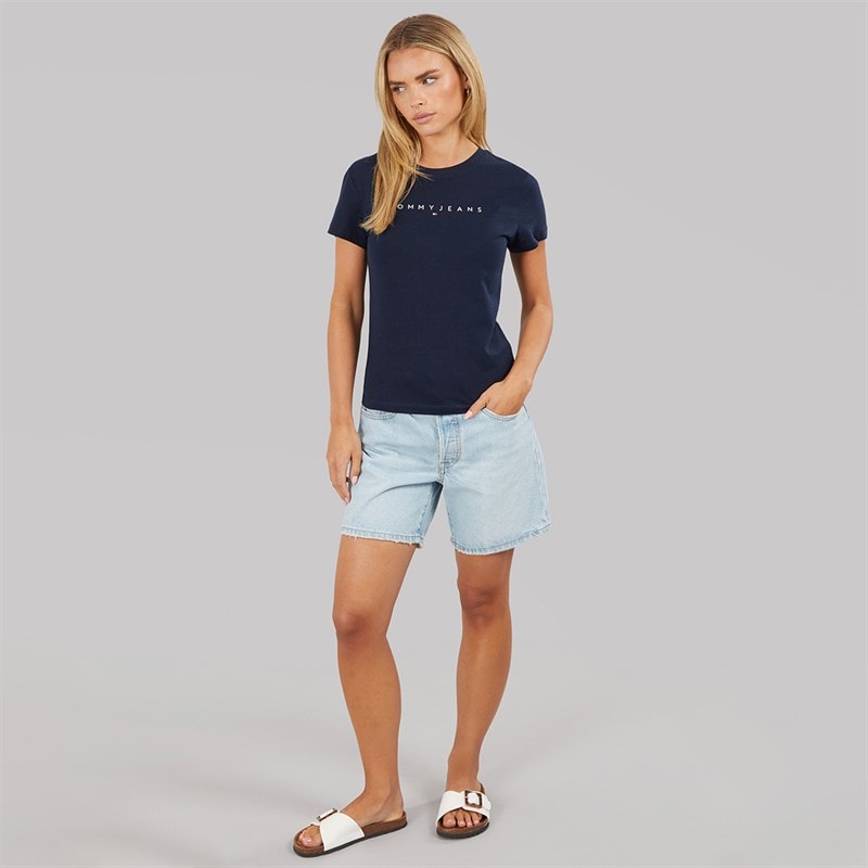 Tommy Jeans Damen Lineares T-Shirt Dark Night Navy 1 - Bild 4