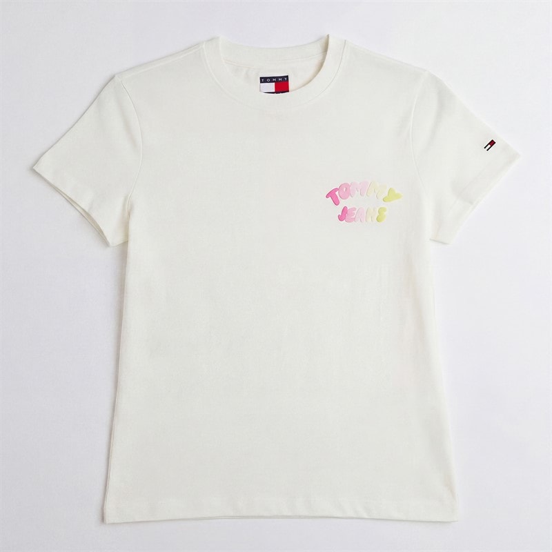 Tommy Jeans T-shirt Bouffant Femme Ecru