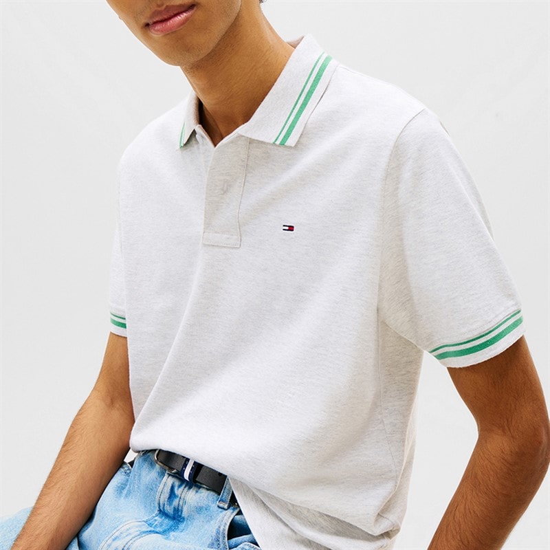 Tommy Jeans Polo Homme à rayures Ice Grey Heather - Image 4