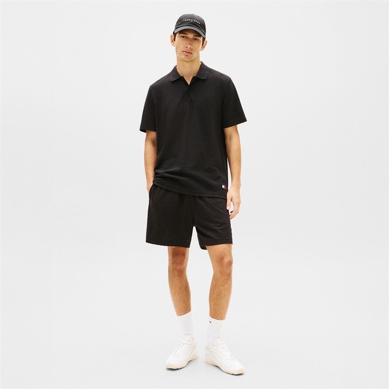 Tommy Jeans Heren Regular Wafel Polo Shirt Zwart - Afbeelding 2