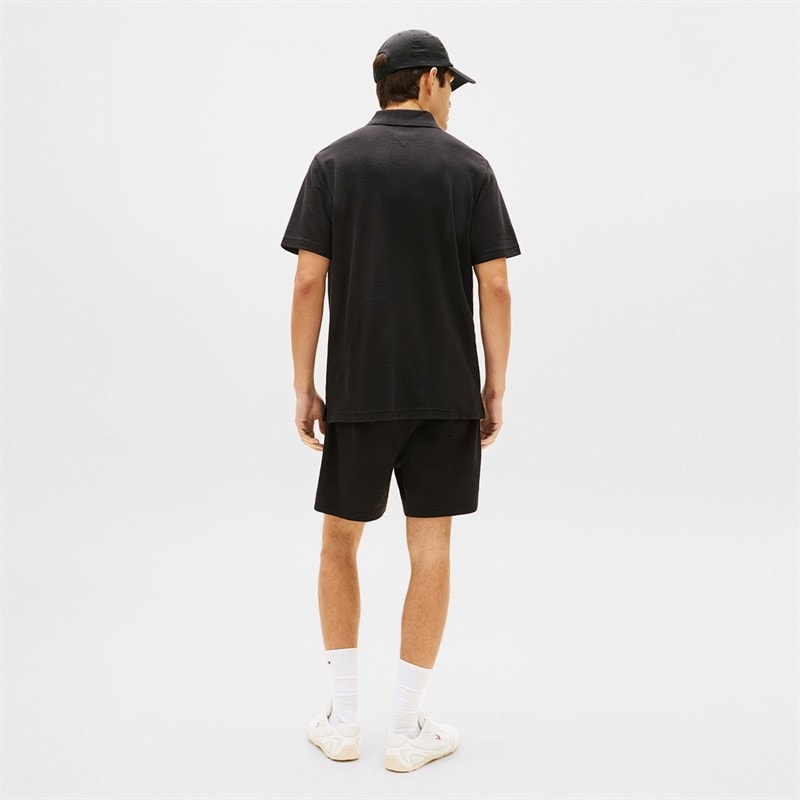 Tommy Jeans Heren Regular Wafel Polo Shirt Zwart - Afbeelding 3