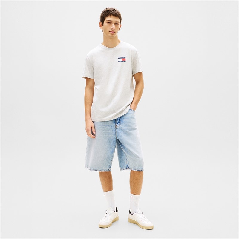 Tommy Jeans Dopasowany podstawowy T-shirt dla niego kolor Ice Grey Heather – zdjęcie  2