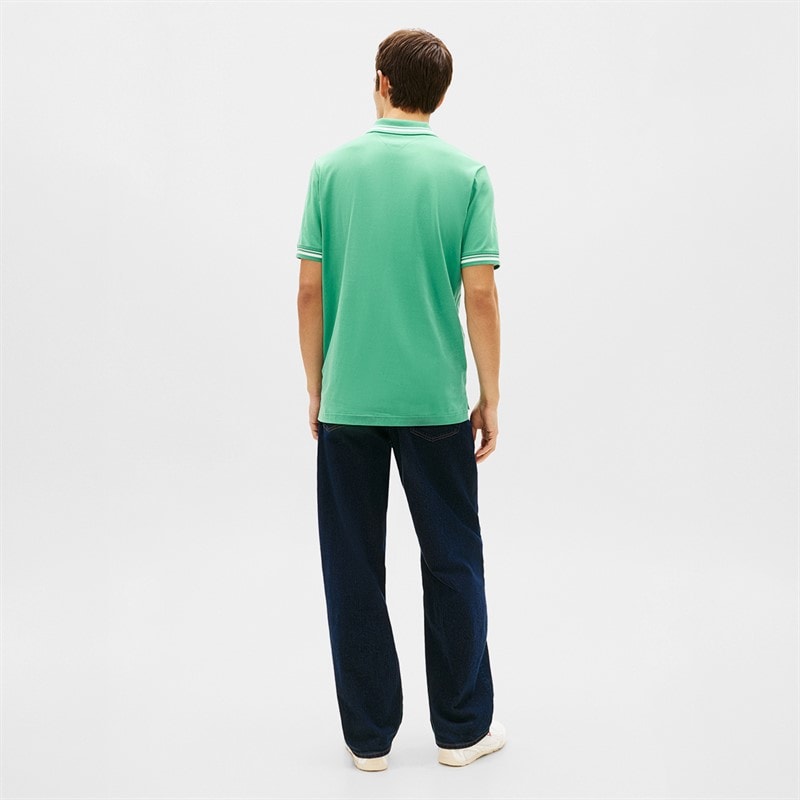 Tommy Jeans Koszulka koszulka polo z lamówką dla niego kolor Bahama Green – zdjęcie  3