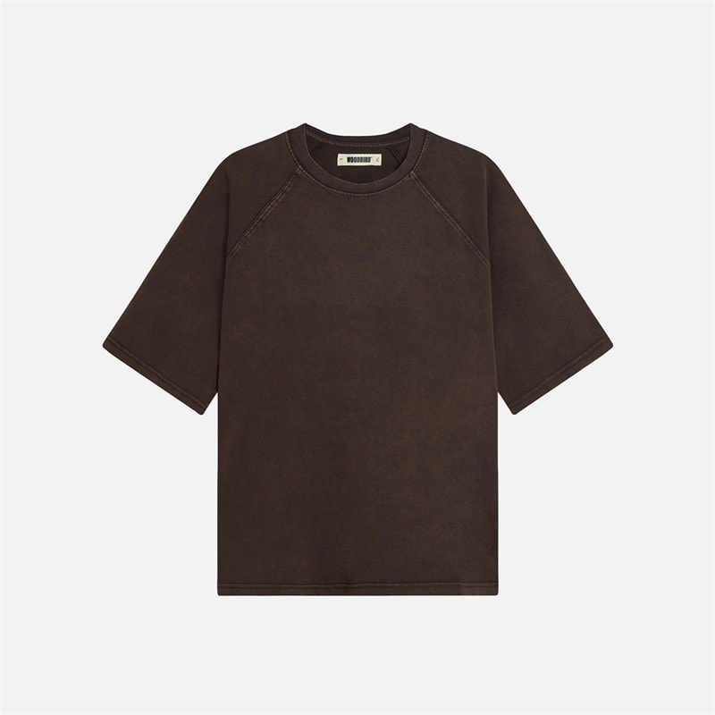 Woodbird Blake Wassen Logo T-shirt Bruin