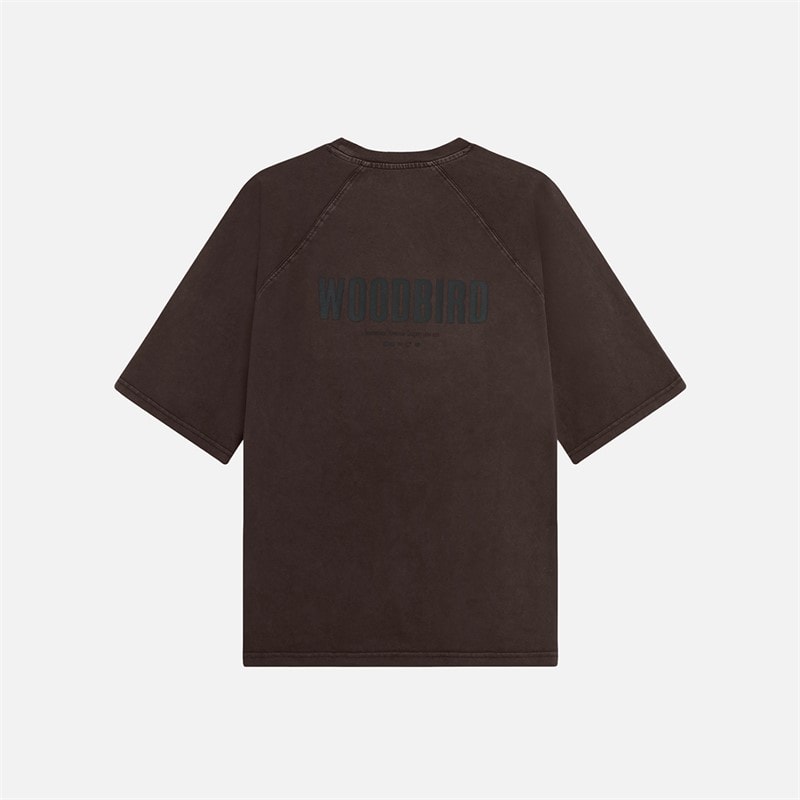 Woodbird Blake Wassen Logo T-shirt Bruin - Afbeelding 2