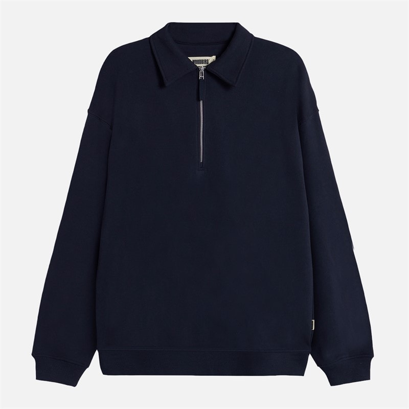 Woodbird Tom Zip Polo Shirt Navy