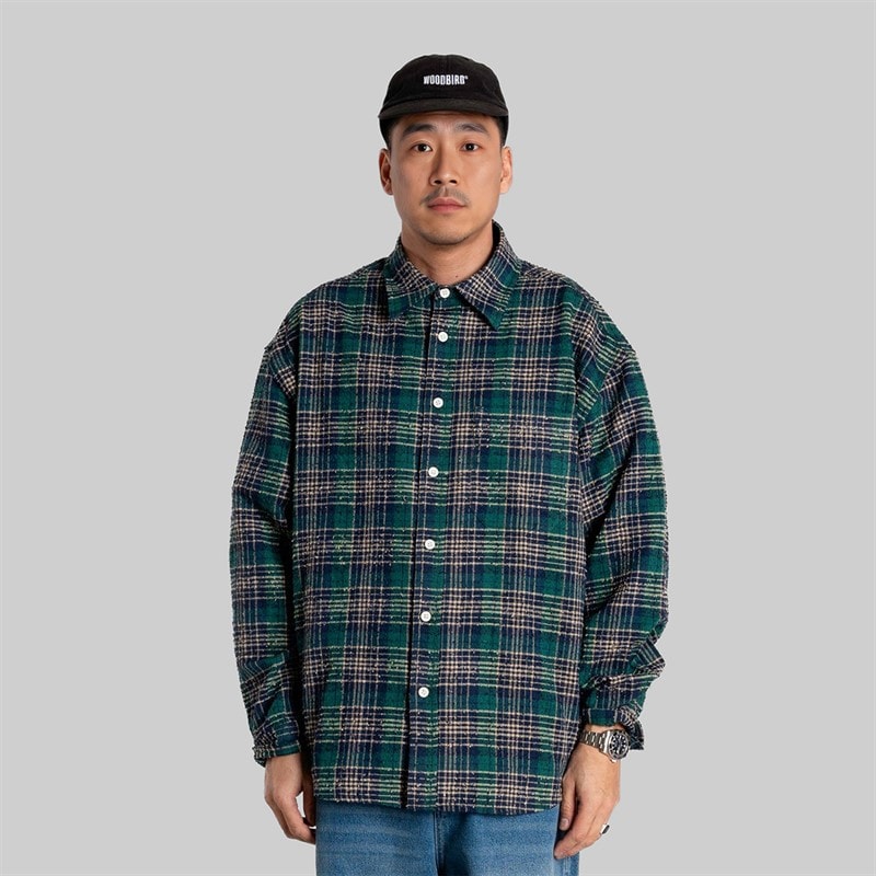 Woodbird Heren Jong Em Check Shirt Green Check