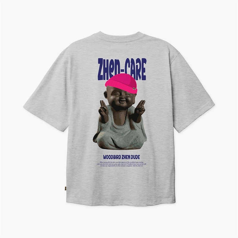 Woodbird Heren Baine Dude T-shirt Light Grey Melange