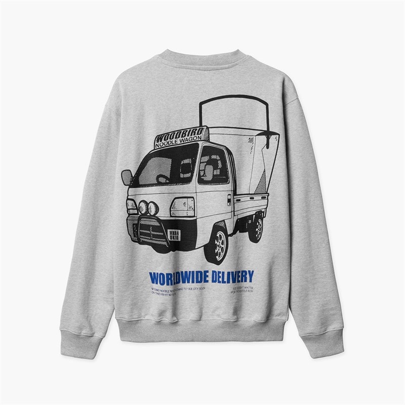 Woodbird Heren Cane Vrachtwagen Ronde Hals Sweatshirt Light Grey Melange