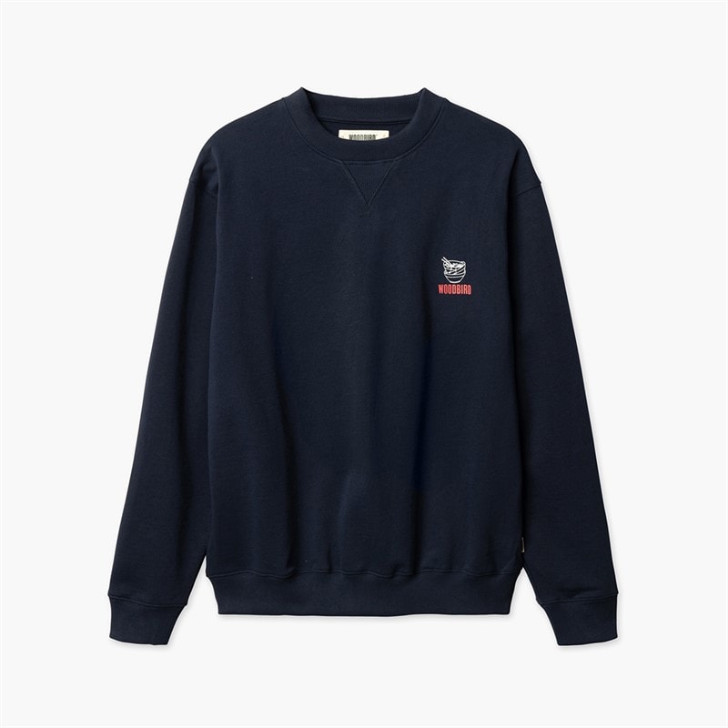 Woodbird Heren Cane Bowl Ronde Hals Sweatshirt Dark Navy - Afbeelding 2