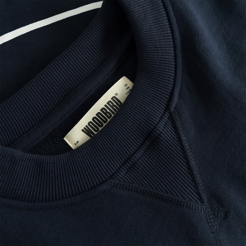Woodbird Heren Cane Bowl Ronde Hals Sweatshirt Dark Navy - Afbeelding 4