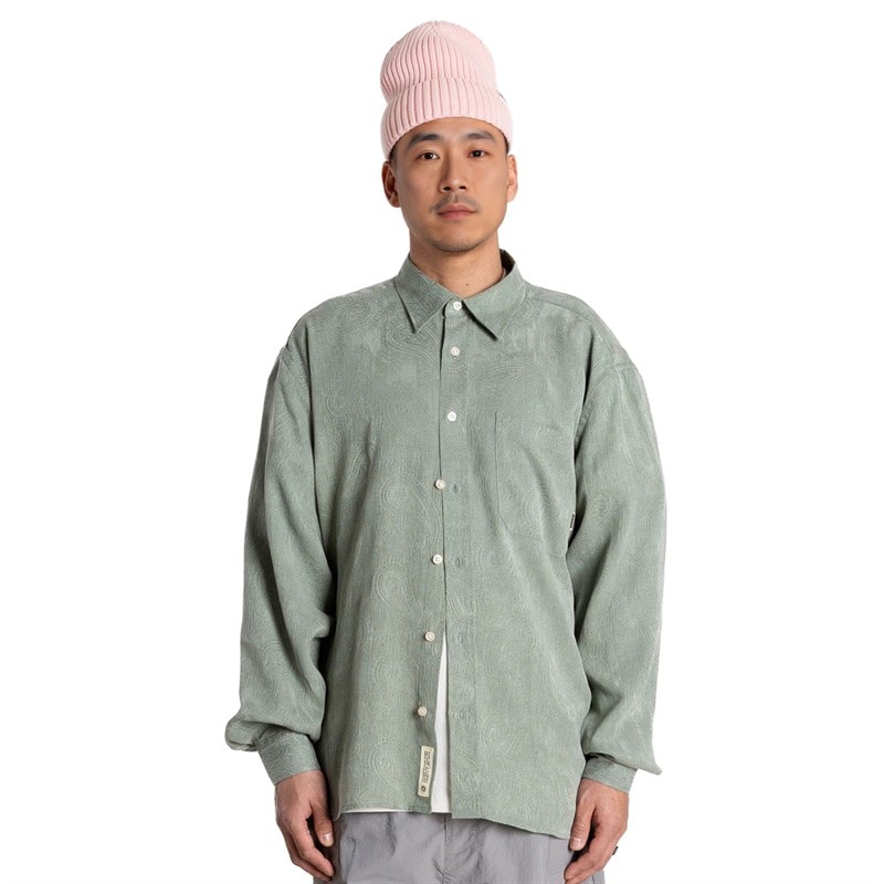 Woodbird Heren Buzo Paisley Overhemd Grijs Groen Grey-Green - Afbeelding 1