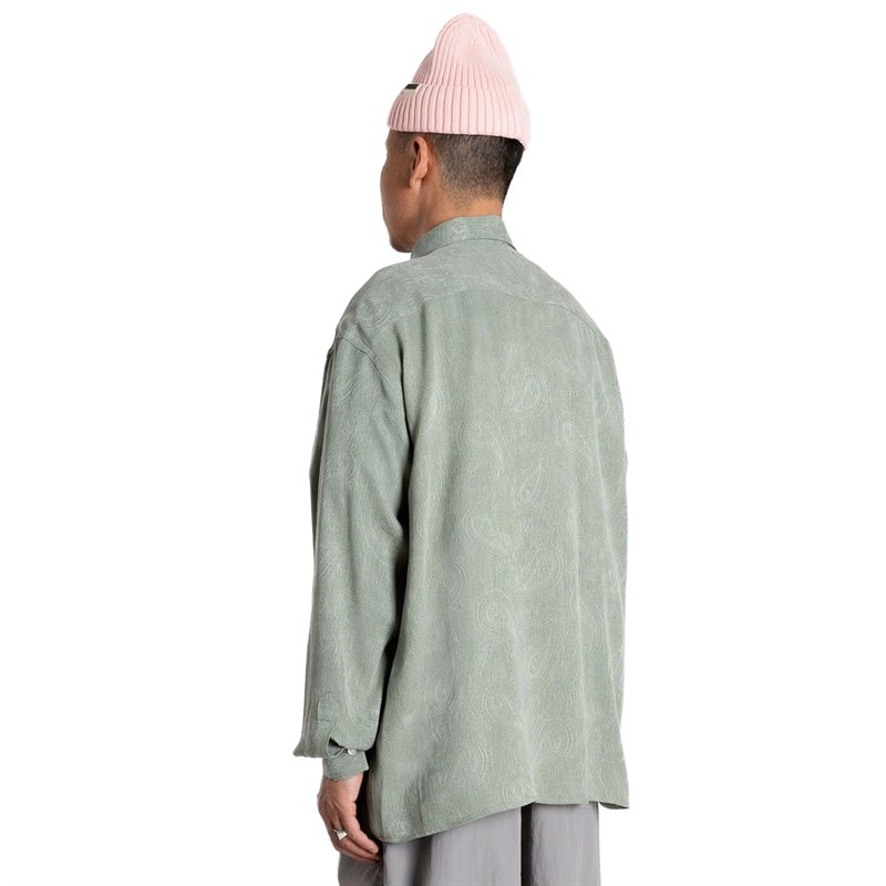 Woodbird Buzo Paisley koszula zielono-szara dla niego kolor Grey-Green – zdjęcie  2