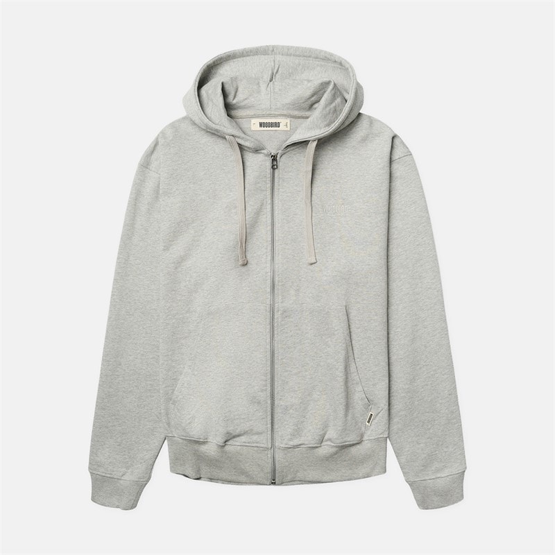 Woodbird Heren Fuji Basis Rits Hoodie Light Grey Melange