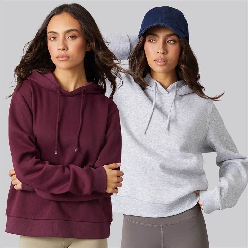 JJ REBEL Damen Zwei Pack Viola Hoodies Fig/Light Grey Marl - Bild 1