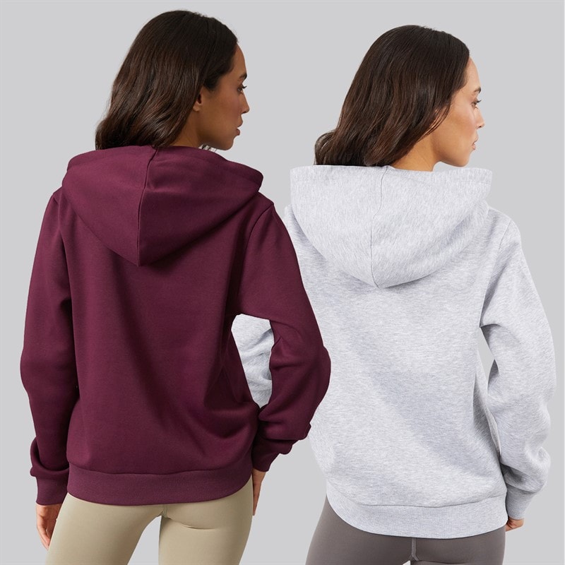 JJ REBEL Damen Zwei Pack Viola Hoodies Fig/Light Grey Marl - Bild 2