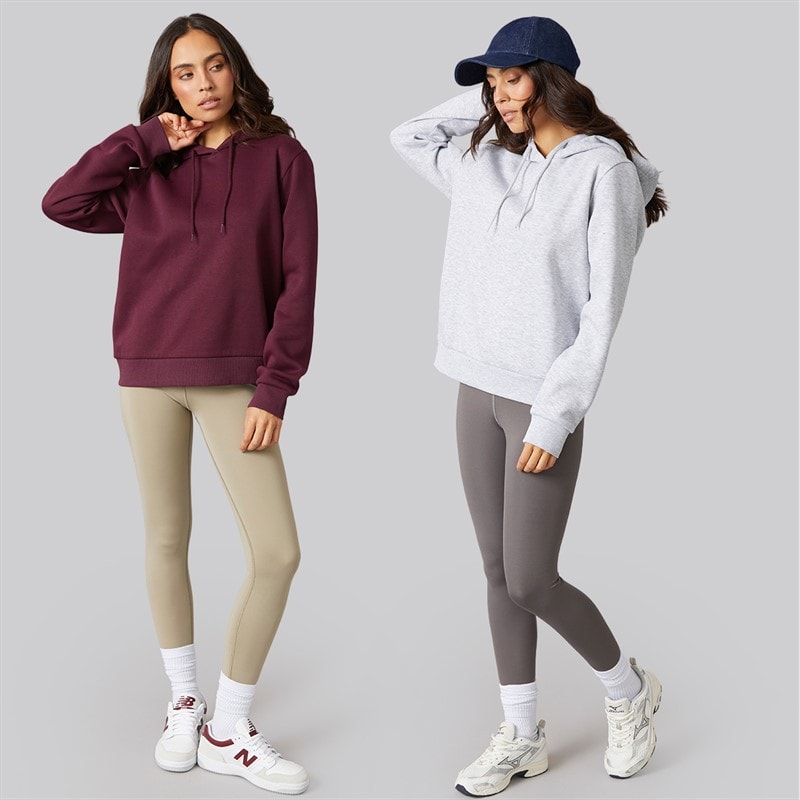 JJ REBEL Damen Zwei Pack Viola Hoodies Fig/Light Grey Marl - Bild 3