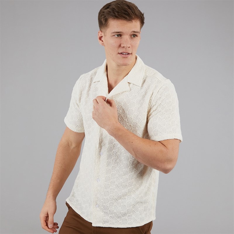 C.R.C. Heren Berry Textuur Shirt Off wit Offwhite - Afbeelding 1
