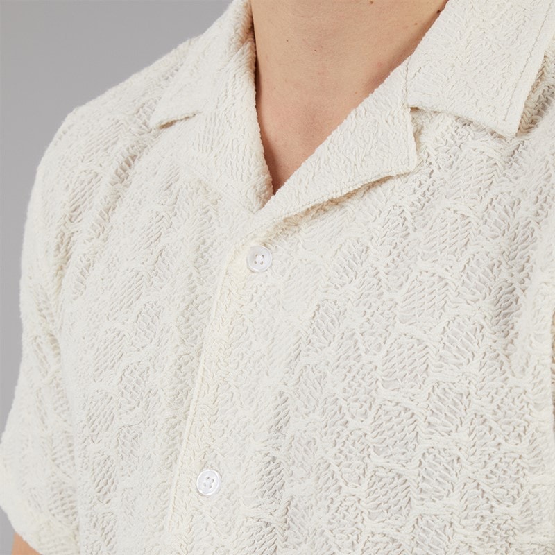C.R.C. Heren Berry Textuur Shirt Off wit Offwhite - Afbeelding 3