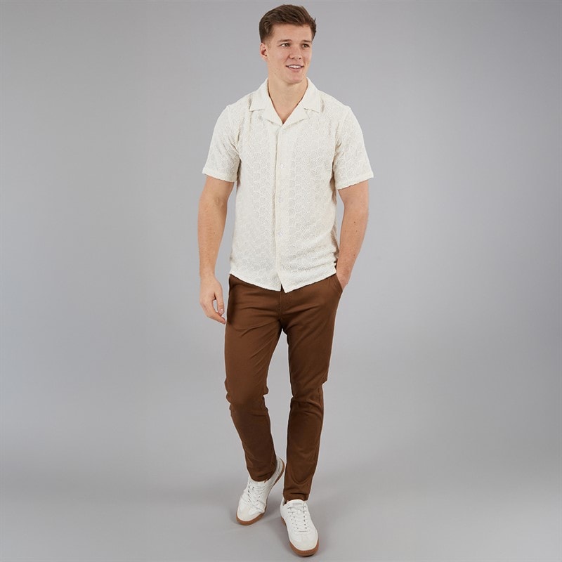 C.R.C. Heren Berry Textuur Shirt Off wit Offwhite - Afbeelding 4