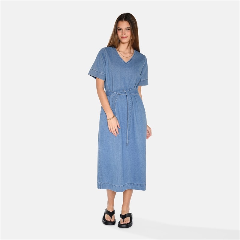 Moves Dames Dawn Midi Jurk 1002 Medium Blue