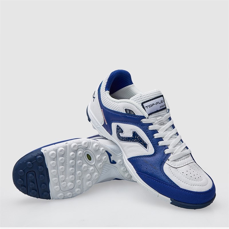 Joma Heren Top Flex 25 TF Astro Turf Voetbalschoenen Wit/Royal - Afbeelding 1