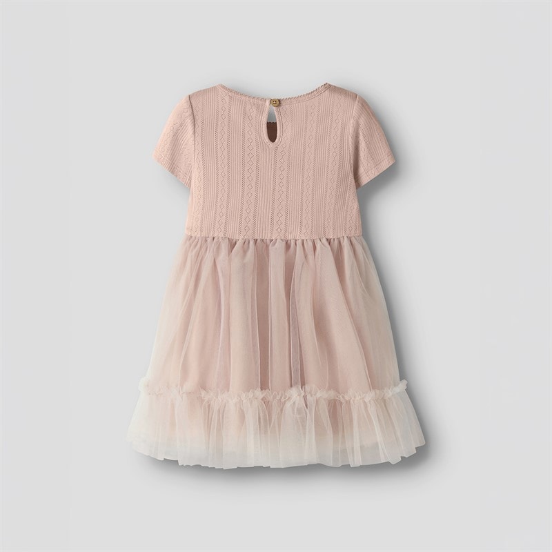 Lil' Atelier Meisjes Fanella Tule Jurk Peach Whip - Afbeelding 2