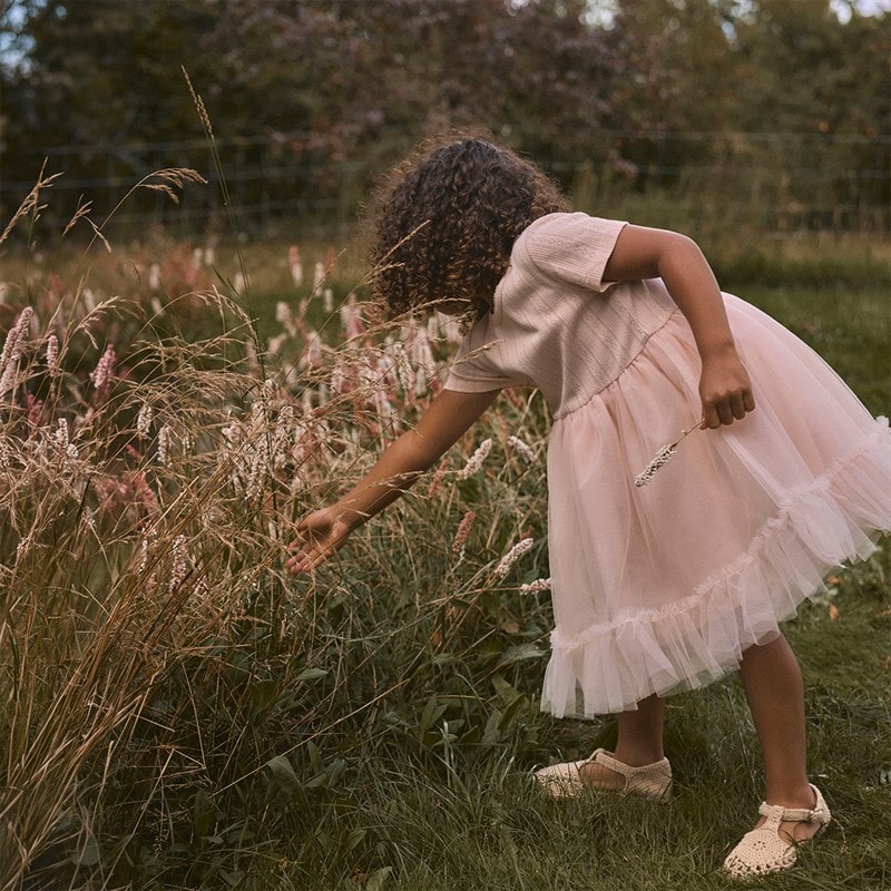 Lil' Atelier Meisjes Fanella Tule Jurk Peach Whip - Afbeelding 4