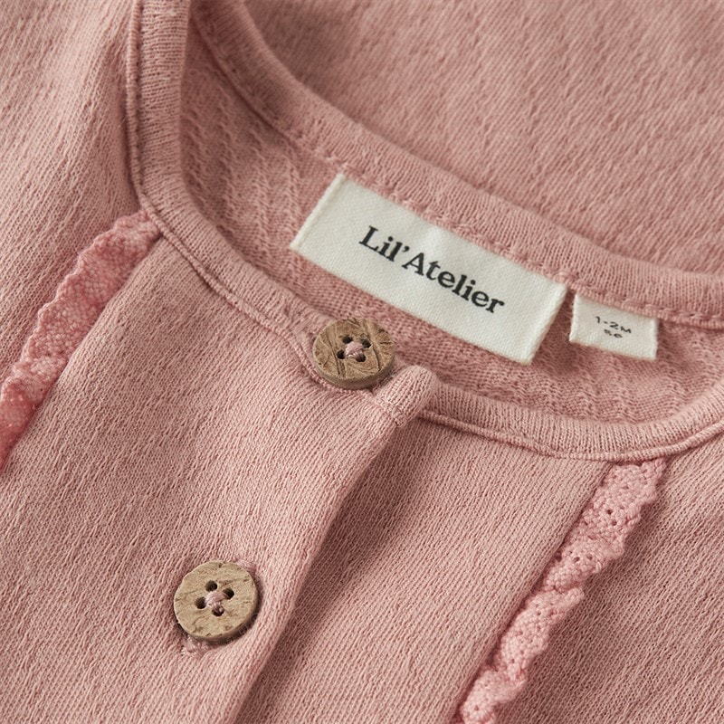 Lil' Atelier Grenouillère courte à manches courtes Halina Fille Rose Tan - Image 3